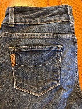 PAIGE hidden hills Dark Blue Straight Denim Jeans with Contrast Stitching